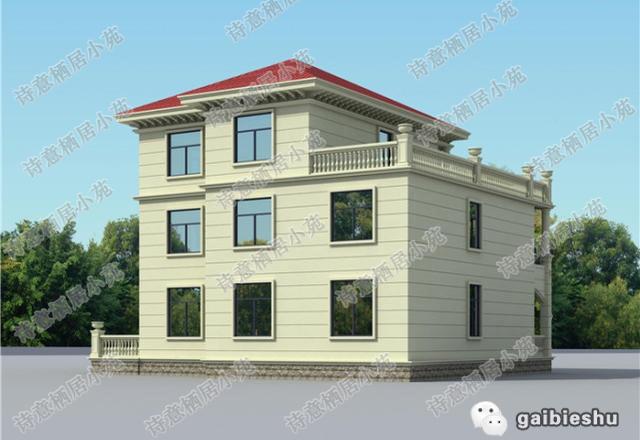 16×14米三層農(nóng)村別墅設(shè)計(jì)圖，帶地下室，外觀大氣奢華，主體造價(jià)40萬。