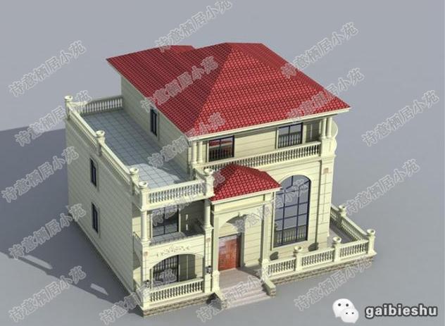 16×14米三層農(nóng)村別墅設(shè)計(jì)圖，帶地下室，外觀大氣奢華，主體造價(jià)40萬。