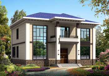 新中式農(nóng)村自建二層別墅設(shè)計(jì)圖，占地160平米左右，客廳中空