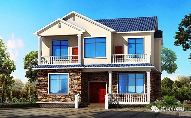 12x10米簡(jiǎn)約美式二層農(nóng)村別墅圖，20萬(wàn)全搞定