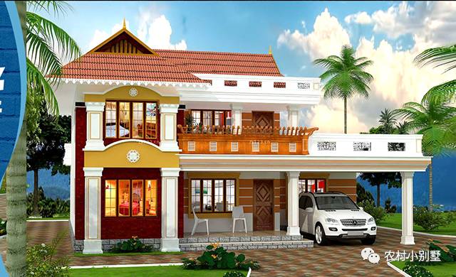 11.6x9米二層現(xiàn)代小別墅圖，帶開(kāi)放式車庫(kù)和大露臺(tái)