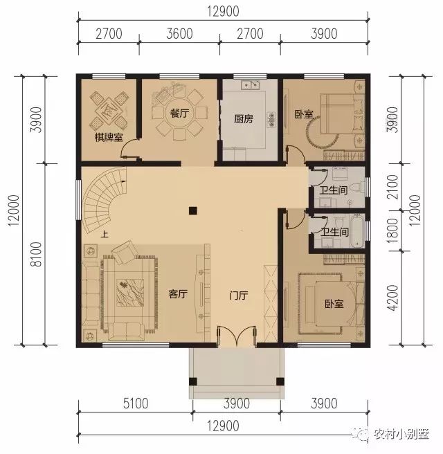 13x12米三層農(nóng)村墅復(fù)式別墅圖，戶型實用，30萬可建主體