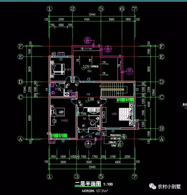 12.4x12米二層新農(nóng)村住宅設(shè)計(jì)圖，屋頂帶太陽(yáng)能板