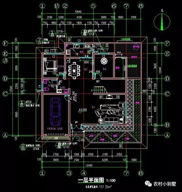 12.4x12米二層新農(nóng)村住宅設(shè)計(jì)圖，屋頂帶太陽(yáng)能板