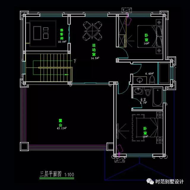 12X12米三層歐式別墅設(shè)計(jì)圖，帶大露臺(tái)，外形美觀漂亮，很適合在農(nóng)村建。