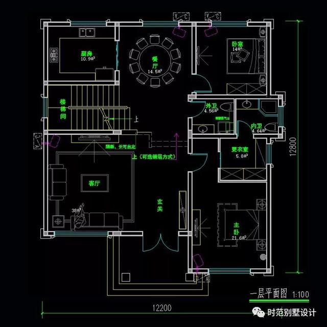 12X12米三層歐式別墅設(shè)計(jì)圖，帶大露臺(tái)，外形美觀漂亮，很適合在農(nóng)村建。