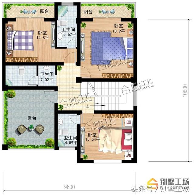 三層半農(nóng)村別墅設(shè)計(jì)圖，占地144.67㎡，帶夾層設(shè)計(jì)，漂亮實(shí)用，造價(jià)36萬(wàn)~45萬(wàn)左右。