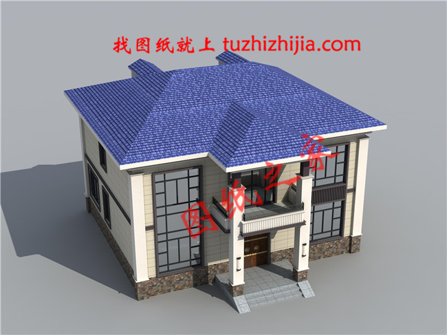 新中式農(nóng)村自建二層別墅設(shè)計(jì)圖，占地160平米左右，客廳中空