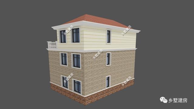 12x10米田園風(fēng)三層農(nóng)村別墅設(shè)計(jì)圖，帶大露臺(tái)，低調(diào)奢華。