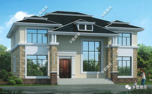 12x10米田園風(fēng)三層農(nóng)村別墅設(shè)計(jì)圖，帶大露臺(tái)，低調(diào)奢華。