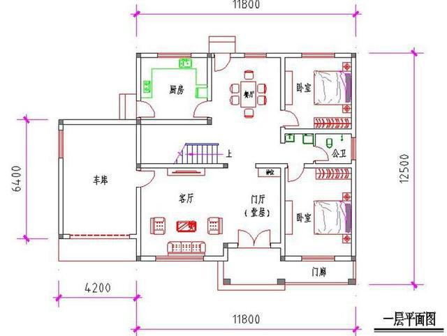 16×13米二層農(nóng)村別墅設(shè)計(jì)圖，帶露臺(tái)+車庫，主體造價(jià)大概35萬。