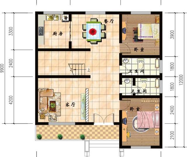3廳5臥二層高檔別墅設(shè)計(jì)圖，簡約大氣，主體造價(jià)大概25萬。