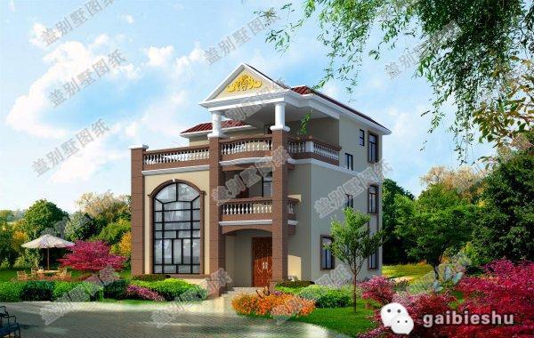 三層農(nóng)村別墅設(shè)計圖，帶挑空客廳，布局空間合理，造價40萬以內(nèi)。