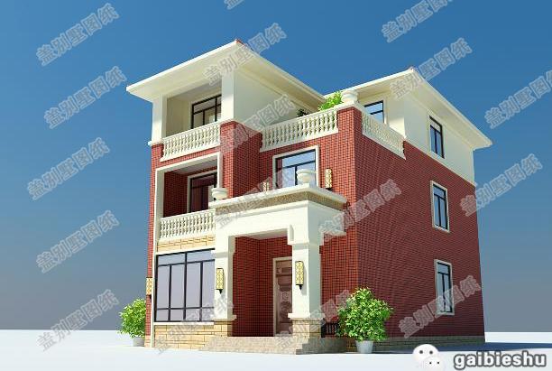 占地面積129㎡的三層別墅設(shè)計(jì)圖，帶堂屋，既漂亮又實(shí)用。