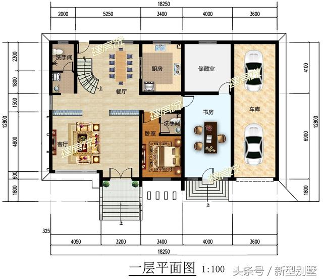 帶車庫的農村二層小別墅設計圖，占地面積215平方米，簡約美觀，建在鄉(xiāng)下最好不過了。