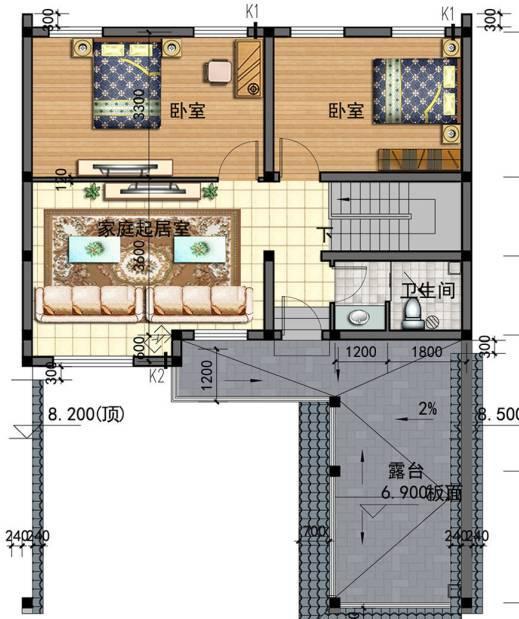 經(jīng)典中式風(fēng)的雙拼三層別墅設(shè)計圖，主體造價大概70萬。