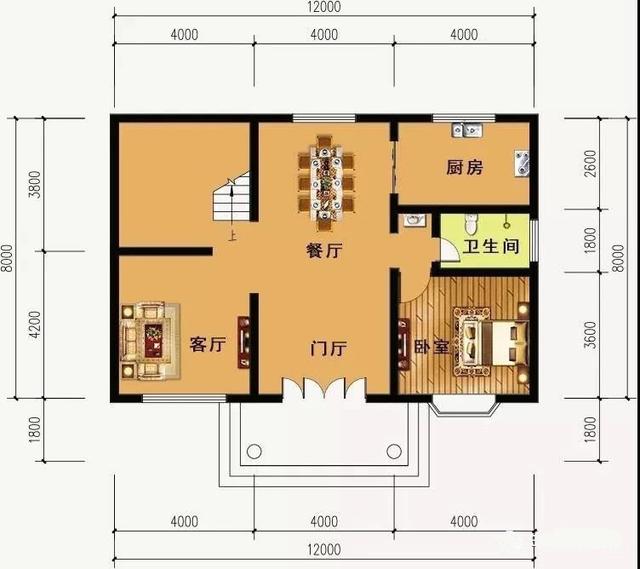 冬暖夏涼安全舒適的田園二層別墅設計圖，占地面積96㎡，造價17萬。