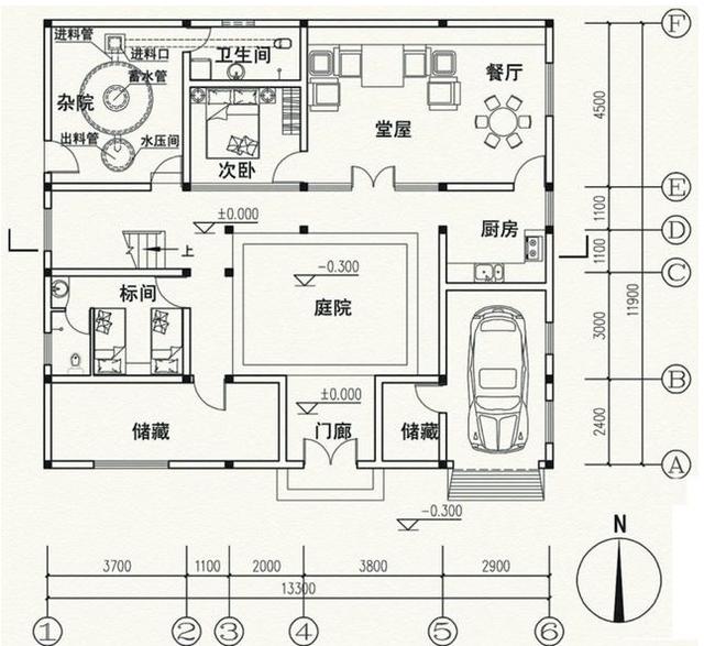 13.3X11.9米中式二層別墅設計圖，帶車庫，想必會勾起你對家鄉(xiāng)的思念。