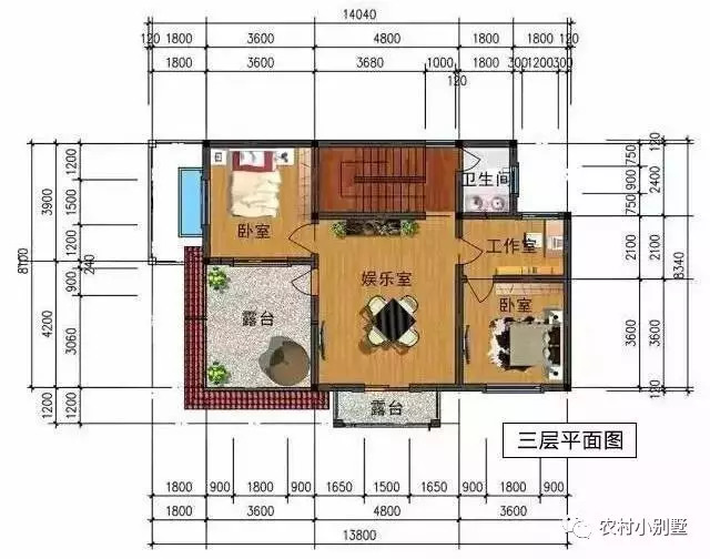14.04米*8.34米三層新農(nóng)村房屋設(shè)計圖，很適合農(nóng)村