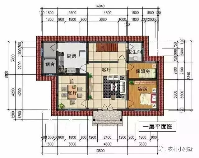 14.04米*8.34米三層新農(nóng)村房屋設(shè)計圖，很適合農(nóng)村