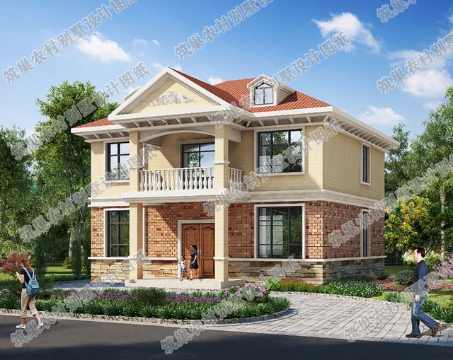 12×10米農(nóng)村二層別墅設(shè)計(jì)圖，外觀素雅，設(shè)有休閑娛樂的棋牌室，造價(jià)20萬。