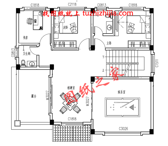 帶車庫四層別墅外觀效果圖及設(shè)計(jì)圖紙，戶型方正通透