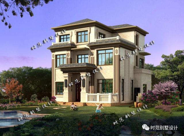 12X13米新中式三層別墅設(shè)計(jì)圖，大氣美觀，非常適合農(nóng)村建造。