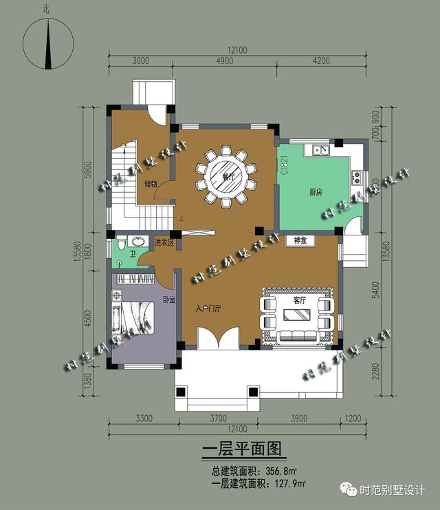 12X13米新中式三層別墅設(shè)計(jì)圖，大氣美觀，非常適合農(nóng)村建造。