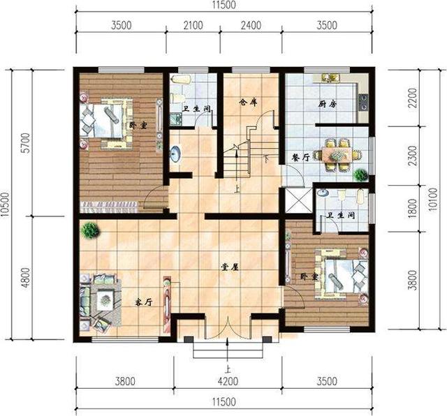 11X10米田園農(nóng)村三層別墅設(shè)計(jì)圖，簡單實(shí)用，很合適年輕人建房哦。