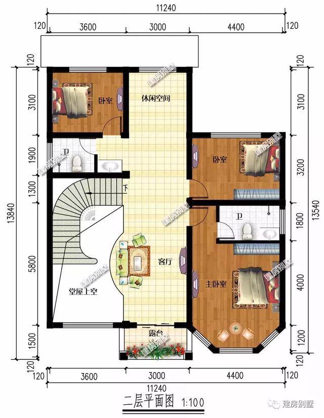 11.2×13.8米二層農(nóng)村別墅設(shè)計圖，造價不高，外觀這般美，對于小家庭來說最合適不過的了。