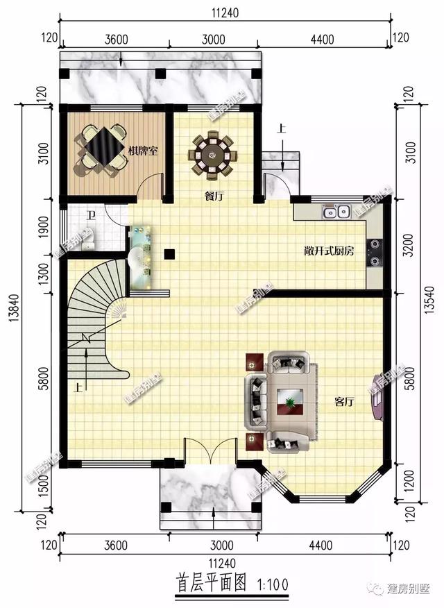 11.2×13.8米二層農(nóng)村別墅設(shè)計圖，造價不高，外觀這般美，對于小家庭來說最合適不過的了。