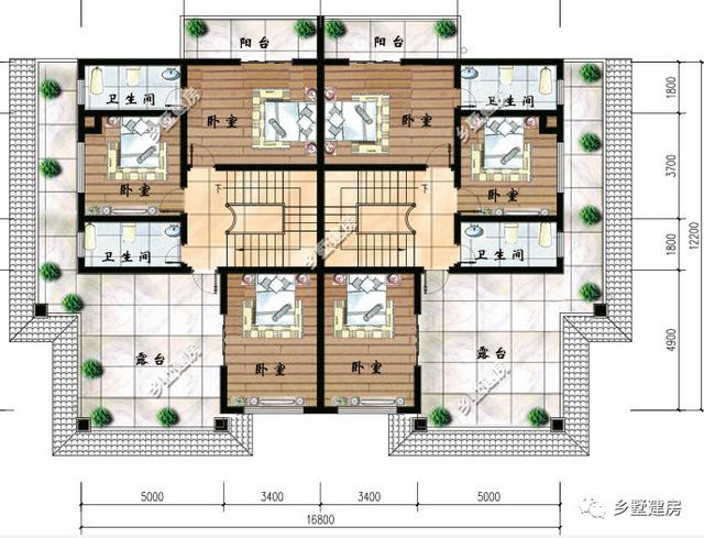 兩套雙拼農(nóng)村別墅設計圖，一棟是三層的，一棟是二層帶閣樓的，你更中意哪一款呢？