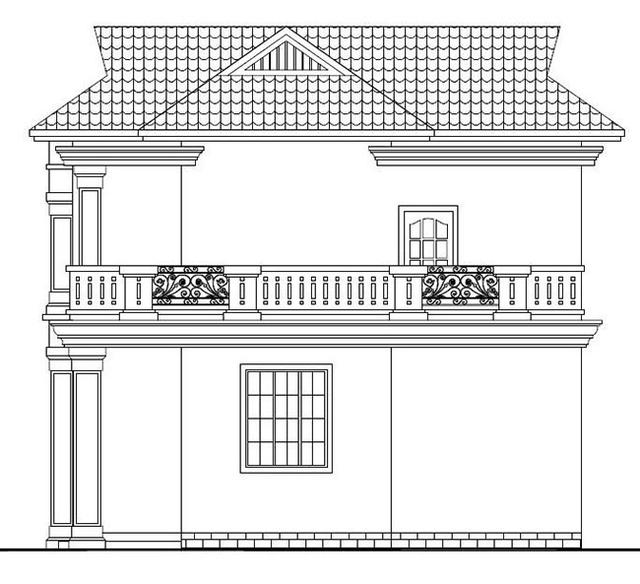 二層農(nóng)村最時尚的別墅設計圖，設開放式車庫和露臺，布局合理，結(jié)構(gòu)簡單，施工便利。