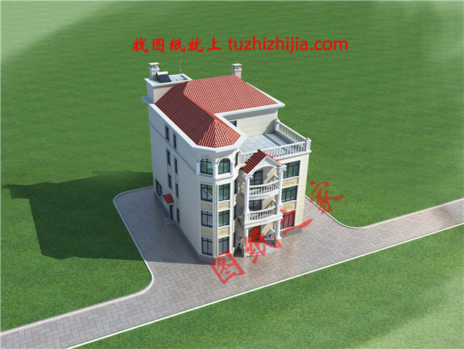 農(nóng)村四層別墅設(shè)計(jì)圖紙及效果圖，整體氣派細(xì)節(jié)處卻精雕細(xì)琢