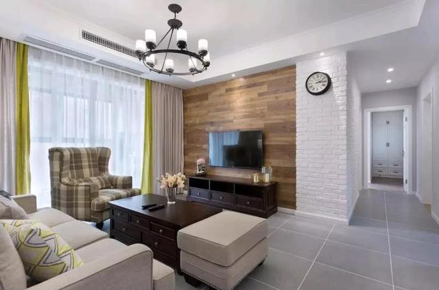 現(xiàn)代美式風(fēng)格100平裝修，最亮眼的是吧臺，可以做沙發(fā)墻。