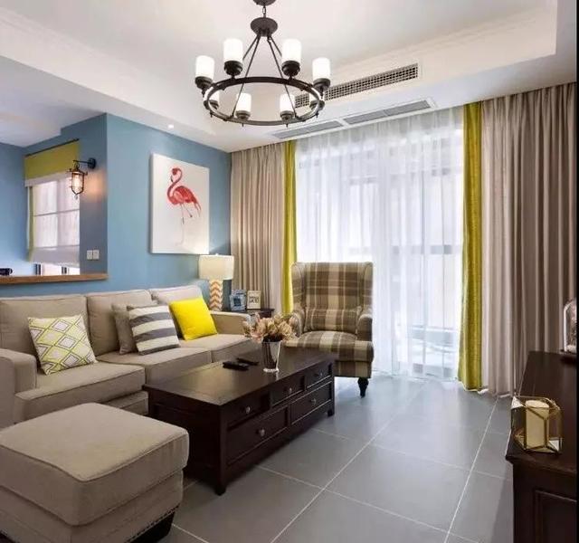 現(xiàn)代美式風(fēng)格100平裝修，最亮眼的是吧臺，可以做沙發(fā)墻。