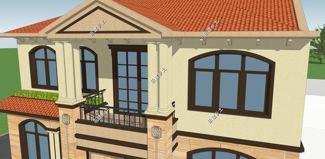 12X12米二層歐式別墅設(shè)計(jì)圖，外觀精美，戶型方正。