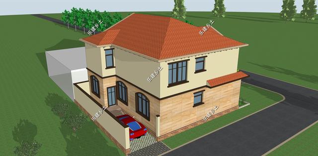 12X12米二層歐式別墅設(shè)計(jì)圖，外觀精美，戶型方正。