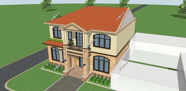 12X12米二層歐式別墅設(shè)計(jì)圖，外觀精美，戶型方正。