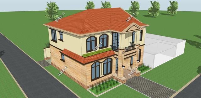 12X12米二層歐式別墅設(shè)計(jì)圖，外觀精美，戶型方正。