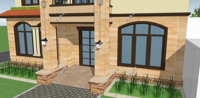 12X12米二層歐式別墅設(shè)計(jì)圖，外觀精美，戶型方正。