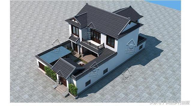 傳統(tǒng)二層四合院別墅設計圖，占地265平，主體造價35萬以內(nèi)。