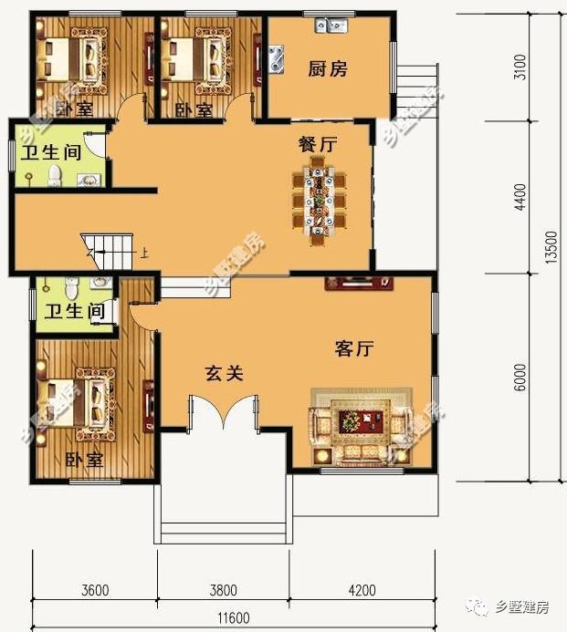 兩棟12X13米農(nóng)村三層小別墅設(shè)計(jì)圖，氣派又實(shí)用，真的美出新高度。