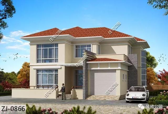 14.1X15.8米農(nóng)村二層自建房，帶車庫(kù)，造價(jià)不高，實(shí)用才是關(guān)鍵。