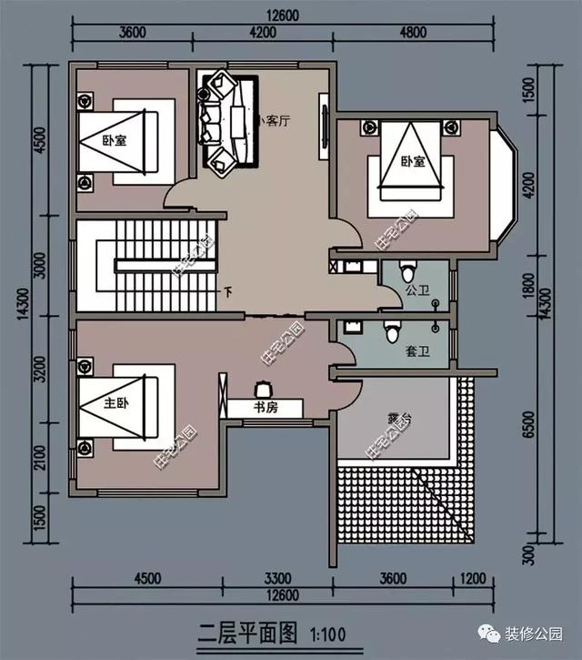 14.1X15.8米農(nóng)村二層自建房，帶車庫(kù)，造價(jià)不高，實(shí)用才是關(guān)鍵。