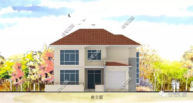 14.1X15.8米農(nóng)村二層自建房，帶車庫(kù)，造價(jià)不高，實(shí)用才是關(guān)鍵。