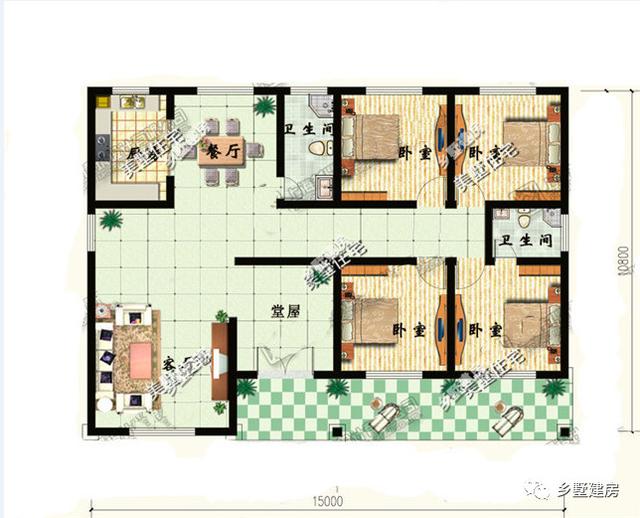 3款農(nóng)村一層別墅設(shè)計圖，又省錢又住的舒服，首選一層自建別墅。