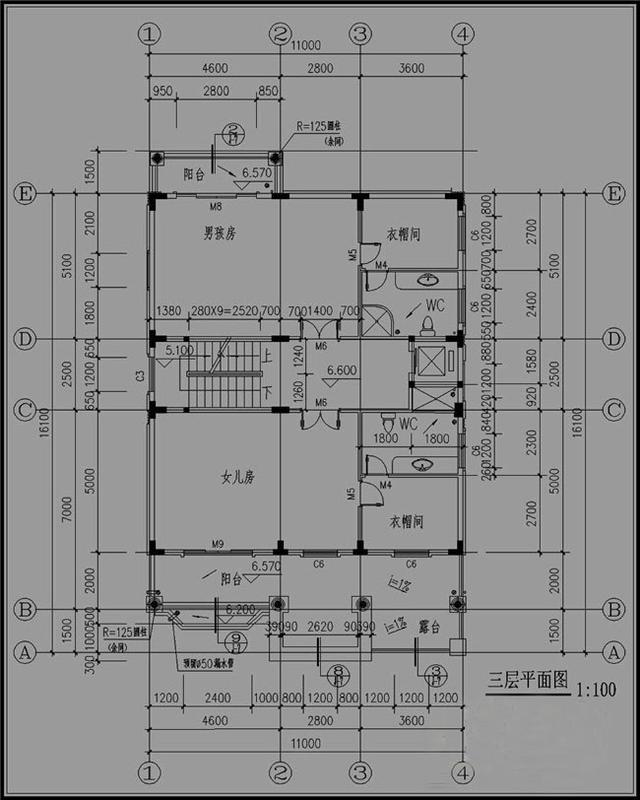 11X16米三層半別墅設計圖，時尚大方，結構美觀漂亮，適合農村居住。