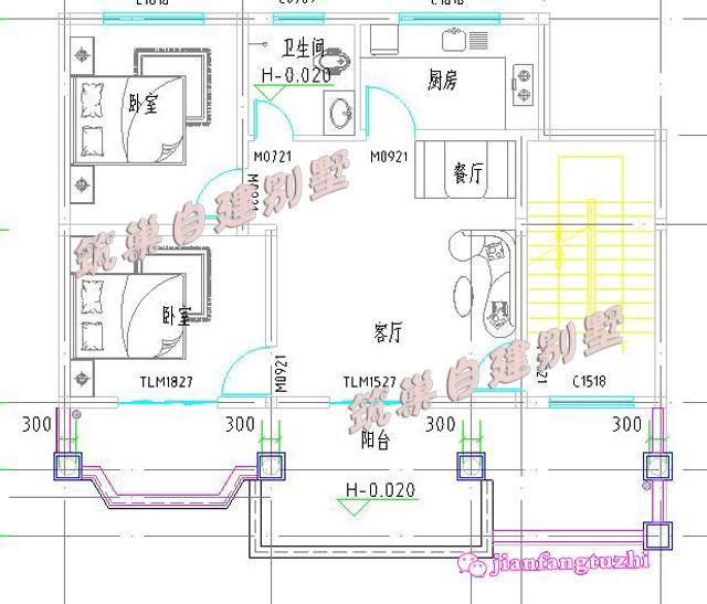 10x9米農(nóng)村四層別墅設(shè)計圖，可做商鋪，全套施工圖外觀圖。
