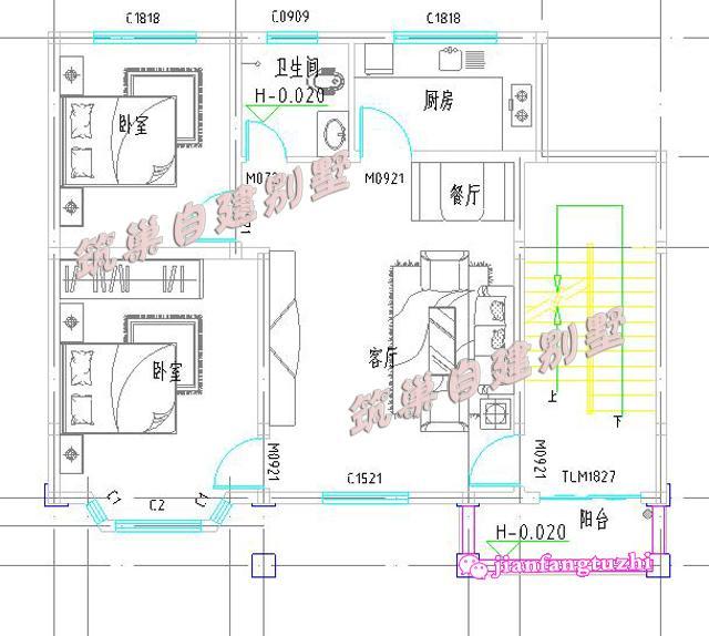 10x9米農(nóng)村四層別墅設(shè)計圖，可做商鋪，全套施工圖外觀圖。
